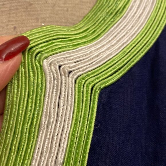 Calypso St. Barth linen Navy Dress with Lime Accents, S - Picture 3 of 9